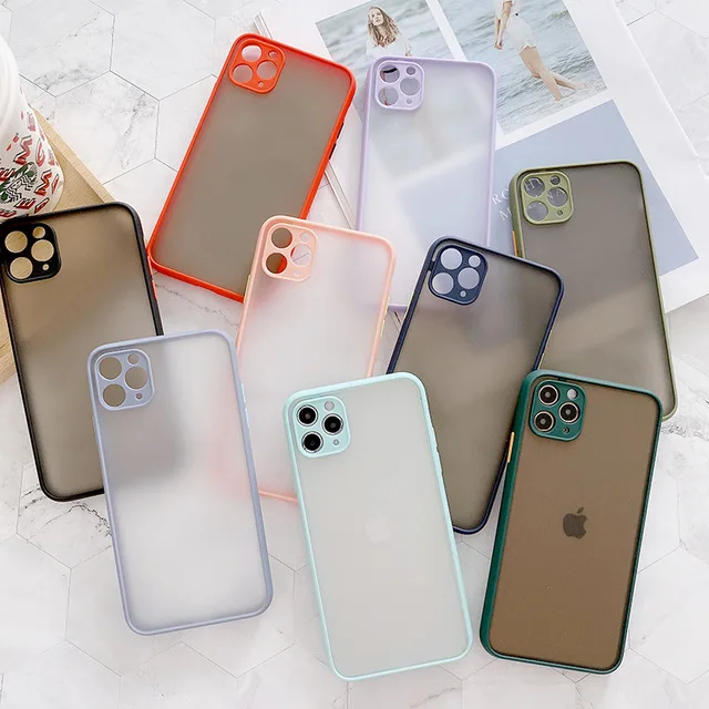 

Luxury Camera Lens Protection Phone Case For iPhone 11 Pro Max 11 Translucent Matte Soft TPU Frame Shockproof Hard Back Cover
