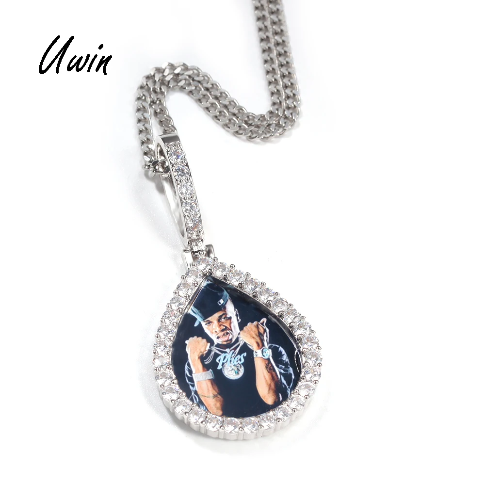 

UWIN Cheap Custom Photo Pendant Picture Pendants Iced Out CZ Memory Necklace for Male Female