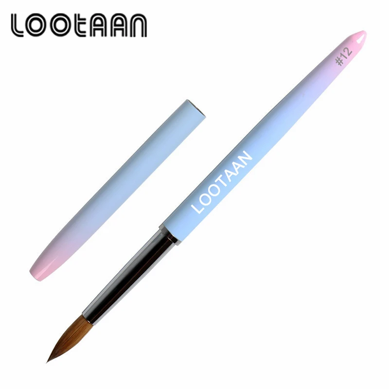 

2021 High Quality OEM Sample #2-24 Pincel UV Gel 100% Pure Kolinsky Sable Crimped Oval Nail Art Acrylic Brush, As picture