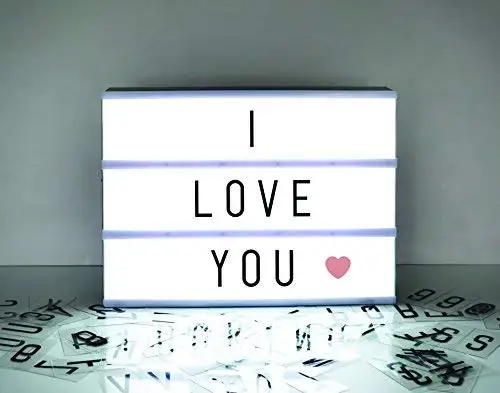 
A4 DIY Cinema white Light Box with 96 Letters Emojis Numbers Free Message Combination, USB Or Battery Powered LED Signs, 