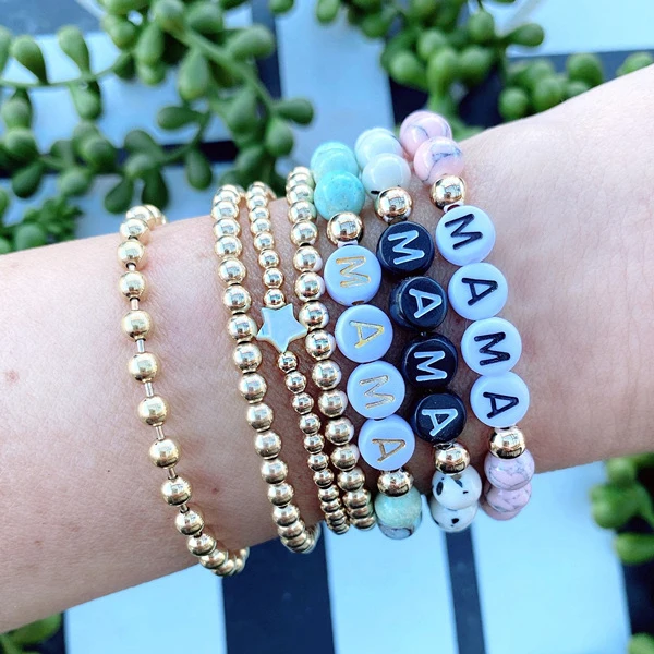 

Cross-Border Supply Factory Direct Delivery Mother'S Day Mama Natural Stone Gift Bracelet, Picture shows