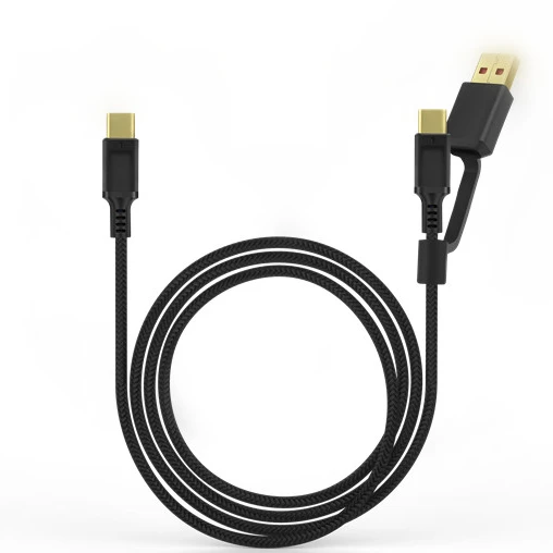 

All in one usb data cable nylon fabric braided 5 In 1 USB Fast Charging Cable for Phone USB Cable android charging c, Black
