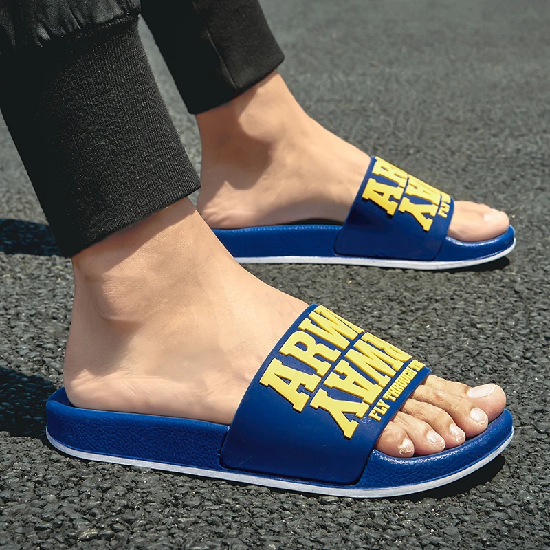 

Fashion style men custom logo slippers slide sandal customized PVC beach slide sandal