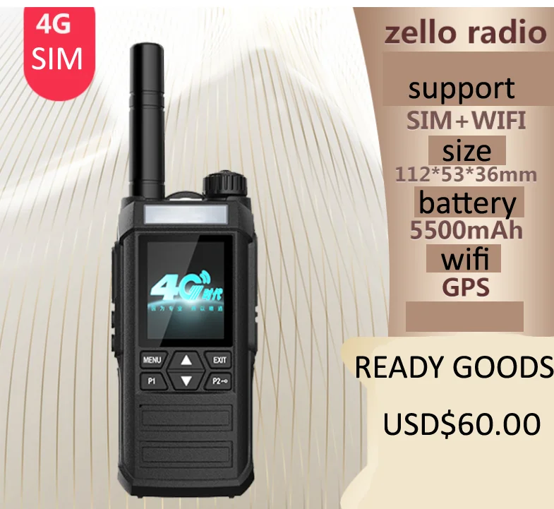 

4g Zello Radio Walkie-Talkie Wifi Bluetoot GPS Transnational Walkie-talkie, Black