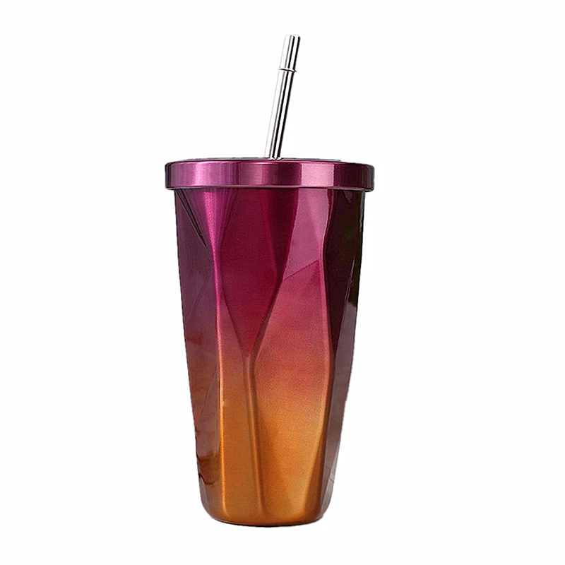 

Hot sales Gradient Color Cup Double Walled Stainless Steel Cup Vacuum Tumbler Cups in Bulk with Straw and Lid, Customized colors acceptable