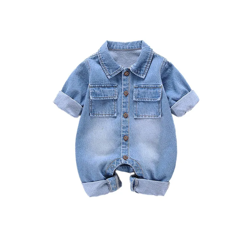 

Onesie jumpsuit one-piece boy girl newborn long sleeve denim romper set fall baby clothes