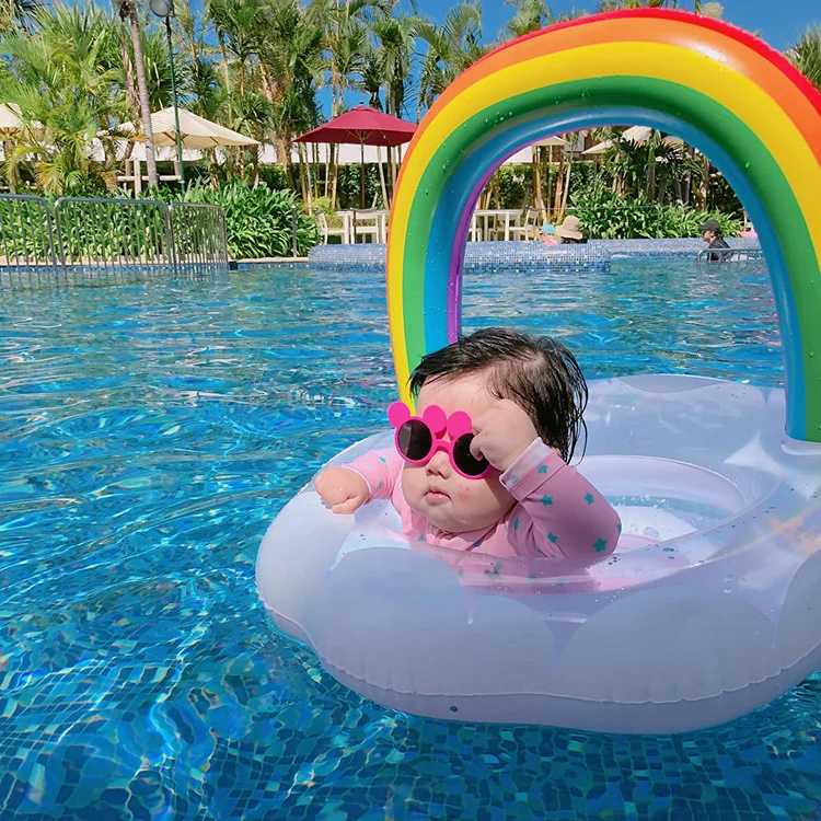 

Baby Rainbow Swimming Ring Inflatable Infant Floating bed Baby Seat Rings for Kids Summer Beach Party Pool Toys, Optional