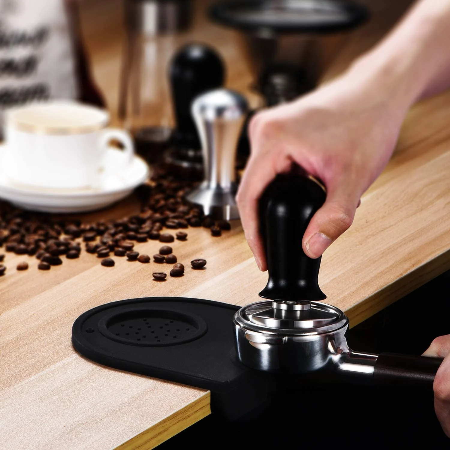 

Amazon 2021 Coffee Tools Wholesale Bar Accessories Professional Anti-slip Espresso Coffee Tamping Mat Silicone Coffee Tamper Mat
