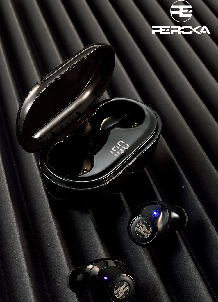 2021 New Model TWS Reroka Revolution Portable LED Touch Control Earbuds Blue 5.1 Ear Buds with Led - ANKUX.COM