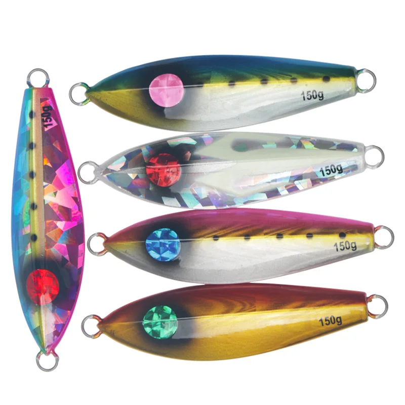 

Lead Metal Jigging Lures  Vertical Sinking Fishing Lure Swim Bait Sea Saltwater Trolling Fishing Salt water Lure, 5 colors