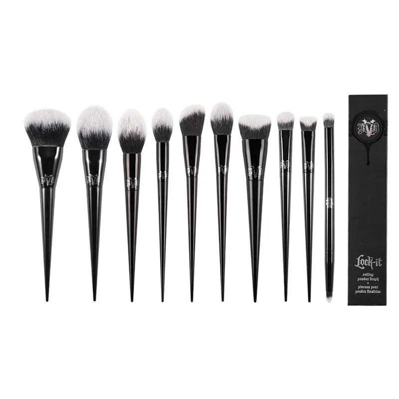 

Powder blush eye shadow foundation brush makeup cosmetic tools plastic handle cosmetic brush., Black