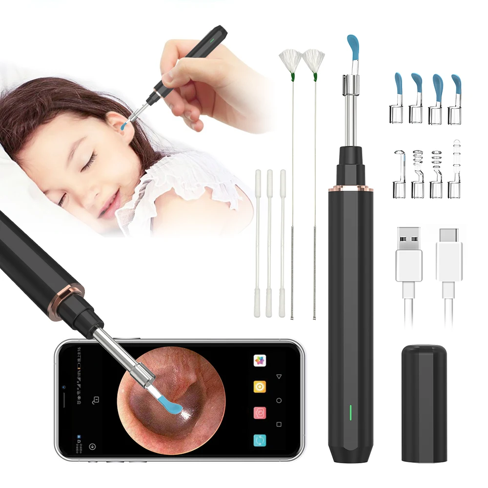 

2022 new product ear wax earwax cleaner earwax remover removal tool WIFI digital otoscope camera ear wax removal tool, Black, red, green