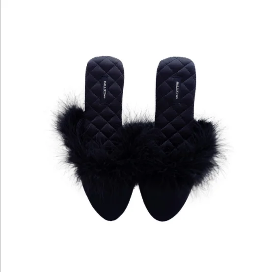 

New summer palace style wool Satin fashionable household slipper female, Black ,navy,wine red,lighter pink