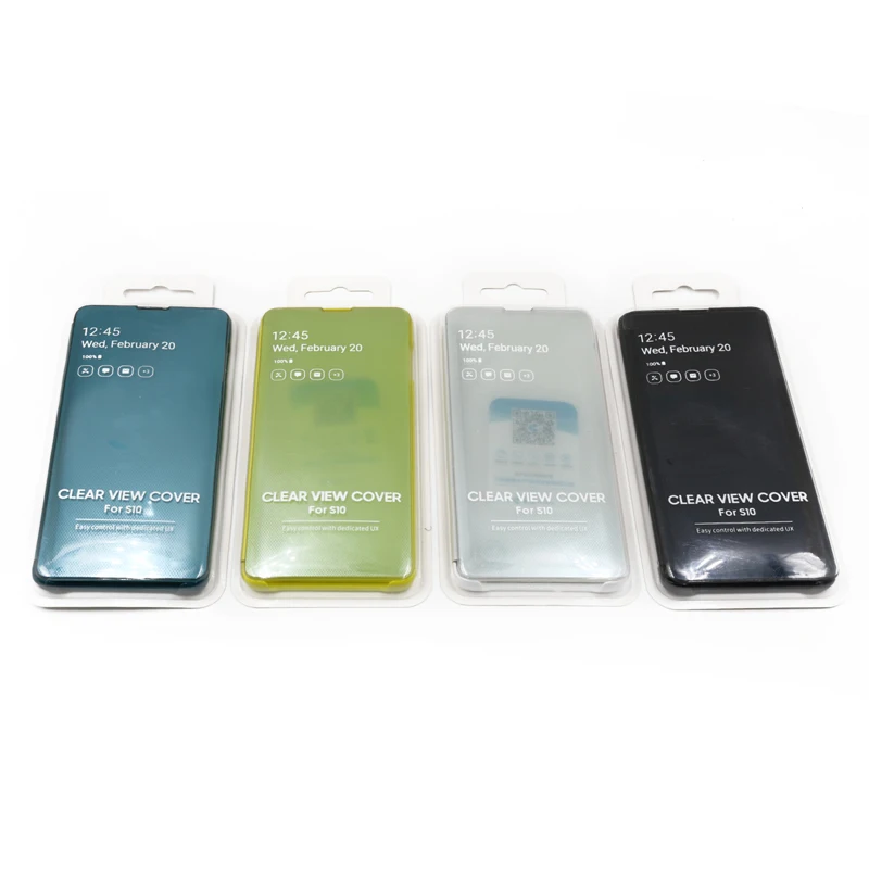 Clear view mirror leather flip mobile phone cover case for iphone 11 for samsung s10 s9