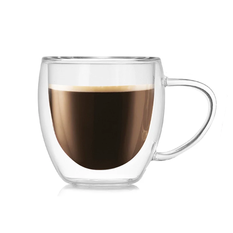 

Coffee Cup Mug Heat Insulation Coffee Cup Double Wall Glass Drinking Glass Mugs Customized Logo Acceptable Clear 250ml