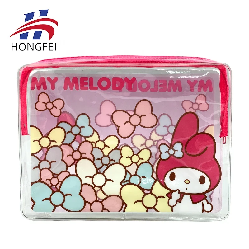 

Newest Style Cute Cartoon PINK Cosmetic Bags Custom Logo PVC Packing Makeup Bag Cosmetic, Customized