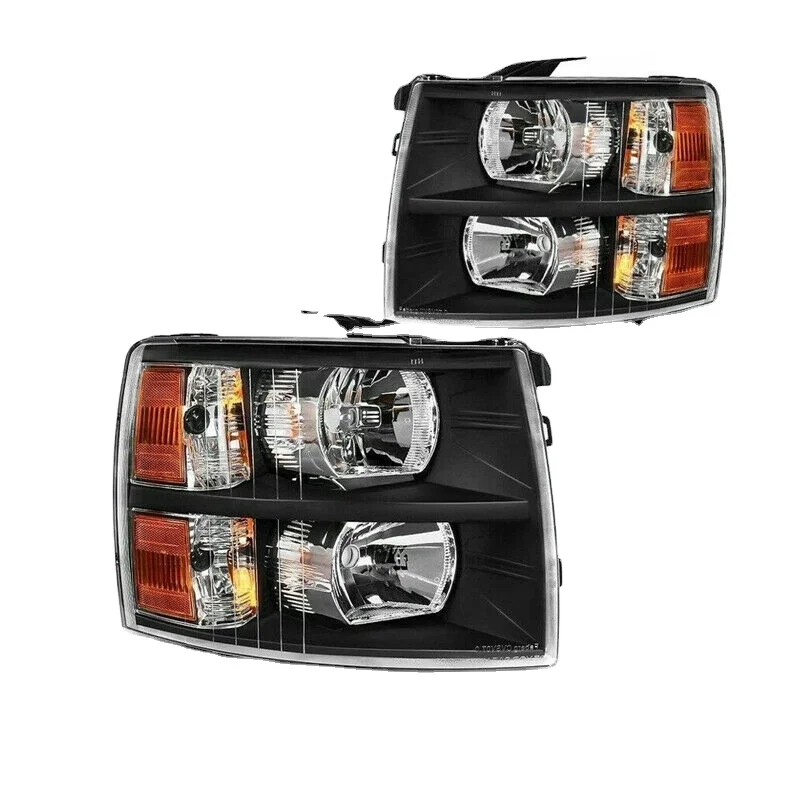 

Fit For 2007-2014 Chevrolet Silverado Headlights 1500/2500/3500 Black Headlights L+R USA