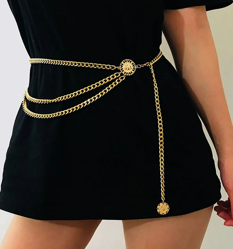 

Wholesale charming sexyladies gold silver waist body chain belt