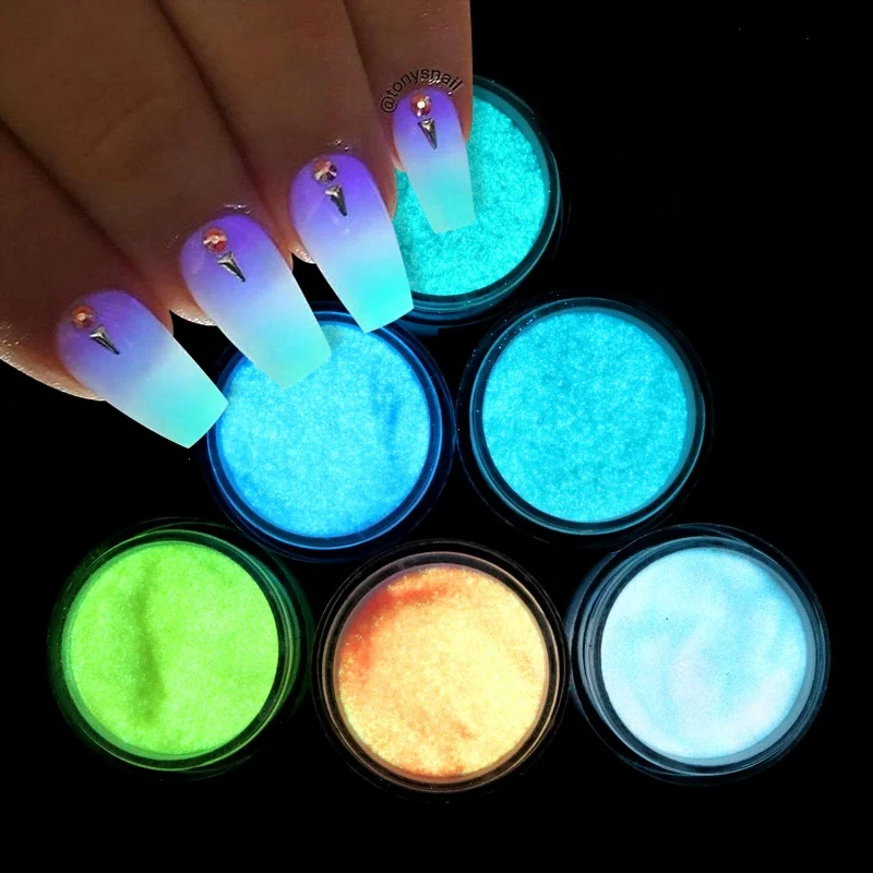 

Luminous Nail Dipping Powder Fluorescent Nail Art Glitter Glow Pigment Dust Accessories For Manicure Design Decoration, Nail croum powder