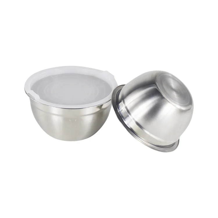 

Multifunctional Stainless Steel Nesting Mixing Salad Bowls Sets With Lids, Silver