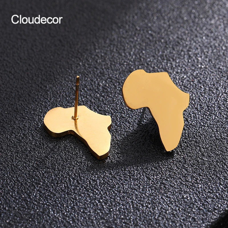 

Small Stainless Steel African Map Stud Earrings Custom Fashion Earrings Women Jewelry Gold Plated Earrings Wholesale