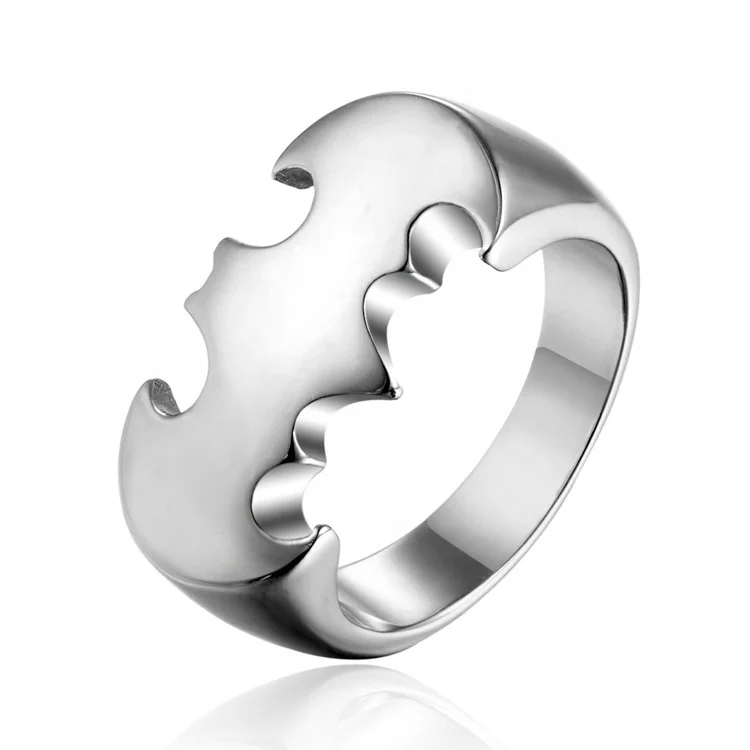 

High Quality Fashion Film Jewelry Men Women Personalized 316L Stainless Steel Batman Rings, Black,silver