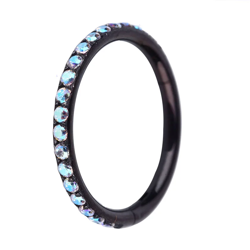 

septum Clicker piercing Hoop Ring Hinged Segment nose Ring zircon piercing, Steel,gold,rose gold,rainbow,black,blue