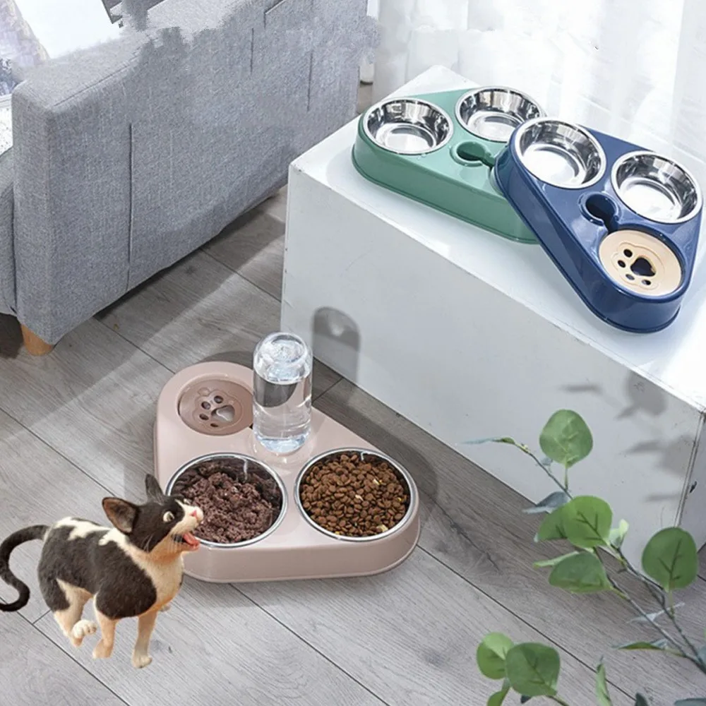 

Pet Dog Cat Automatic Feeder Bowl for Dogs Drinking Water 500ml Bottle Kitten Bowls Slow Food Feeding Container Supplie, Green ,pink,blue