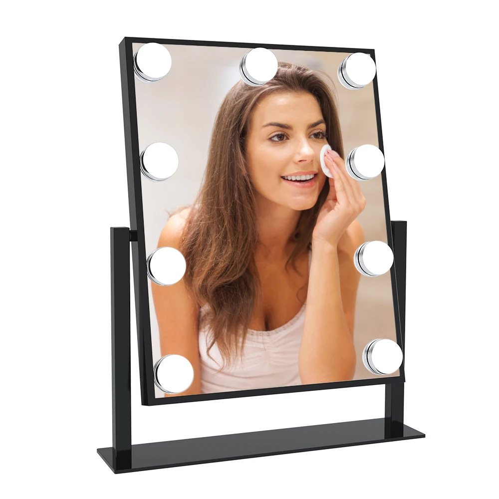 

Amazon hot selling Led Mirror 9Bulbs bluetooth hollywood Makeup mirror beauty lighting