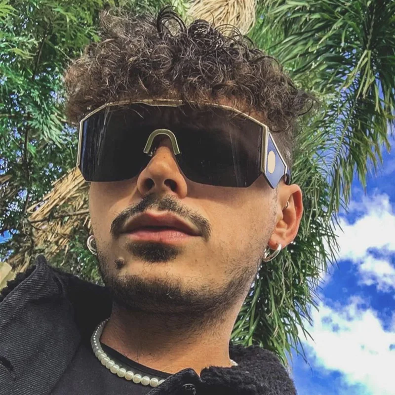 

Y2K Oversized Sun Shades Men Custom Sunglasses Gold Fashion Trendy Glasses Anti UV 400 Women Unisex Mirror, Customized available