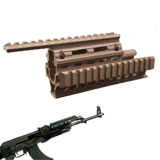 

Tactical Drop in Quad Rail Scope Mount RIS Quad Handguard for AK 47 AK74 AKS Hunting Shooting Airsoft Rifle Accessory Black/Tan