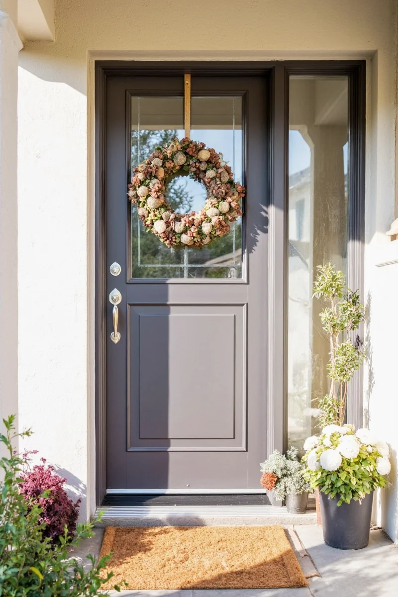 Artwork framed on a front door