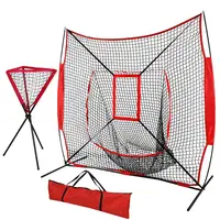 

Baseball Practice Hitting Pitching Net with Strike Zone Target and Bow frame Net with Ball Caddy Batting Soft Toss Training Set