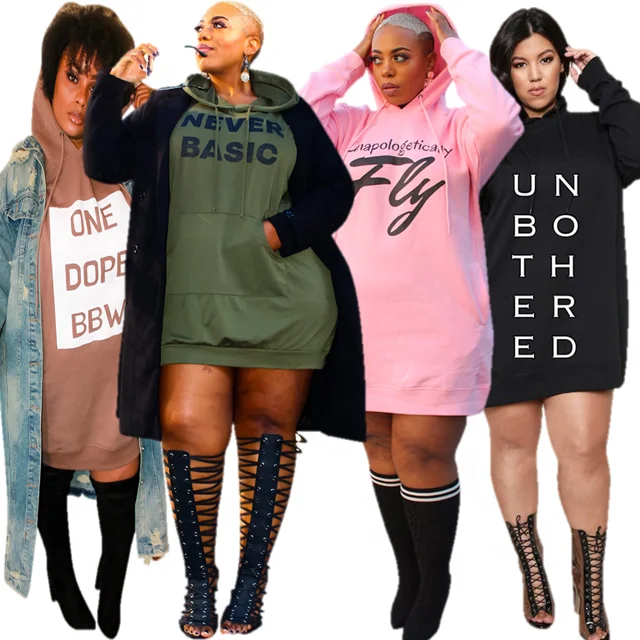

2022 spring ladies sweater dress letter printing fashion plus size women's hooded knee-length casual dress women's clothing