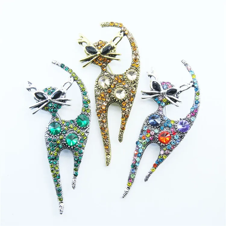 

Fashion Diamond Animal Brooches Corsage Retro Cute Kitten Brooch Exquisite Collar Accessories Pins