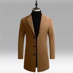 Europe And America Long Wool Overcoat for Men Thic