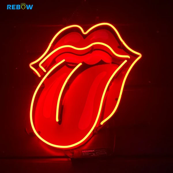 
Rebow Manufacturer Rolling Stones Shoes Led Glass Flex Neon Custom Sign 