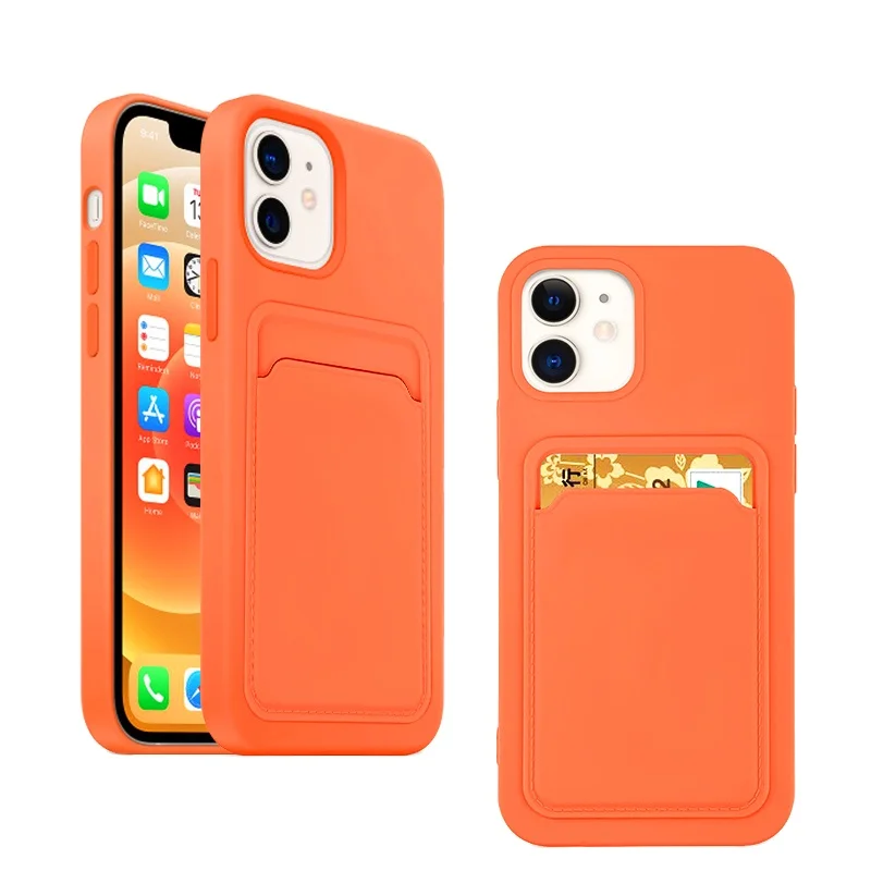 

2021 new protective liquid silicone rubber card bag phone case for iphone 12promax 11promax xsmax xr 6 7 8 plus high quality