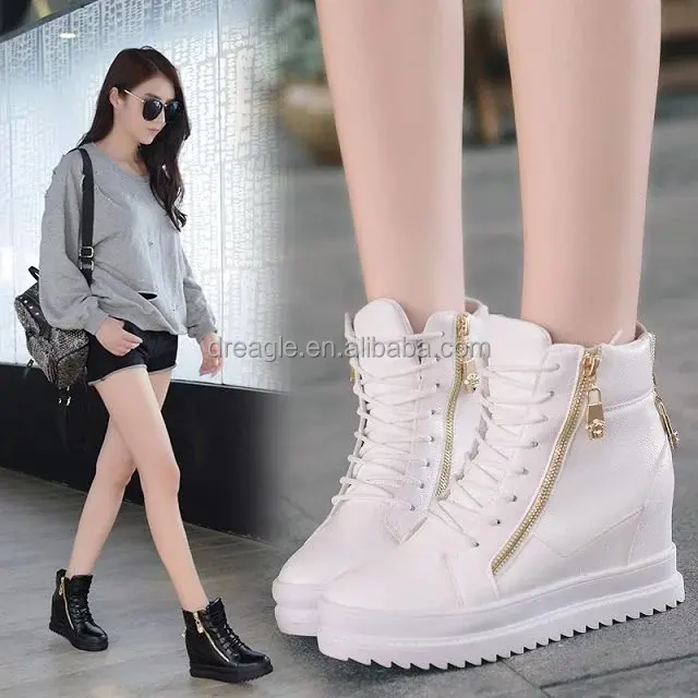 

Women Shoes 2021 New spring Waterproof Wedges Woman Casual Shoes Platform Heels Female Leisure Black White Women Sneakers, As picture shows