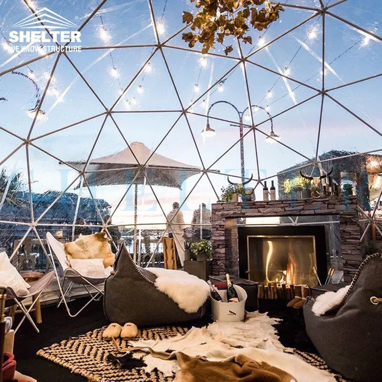 

Glamping Dome Geodesic Clear Garden Igloo Dome 360 with Cover