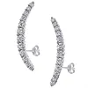 925 Sterling Silver Curved Ear Climbers Stud Earring with white cz
