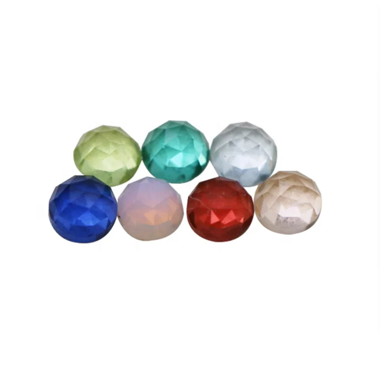 

Wholesale 6mm 7mm 8mm green round rose cut facet glass cabochon
