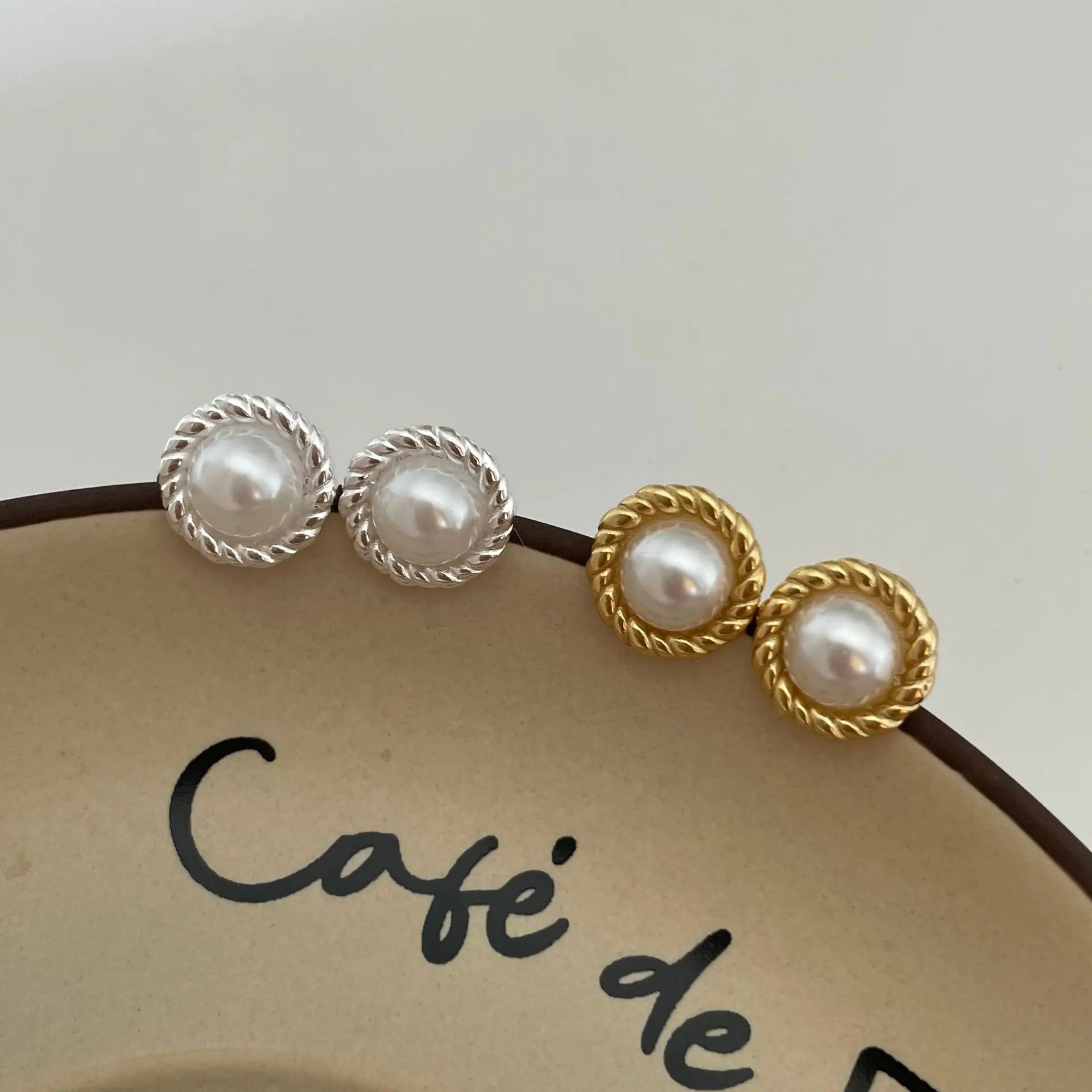 Korea Fashion Jewelry 925 Silver Twisted Pearl Earring 18K Gold Plated 925 Sterling Silver Earring Piercing Jewelry Wholesale