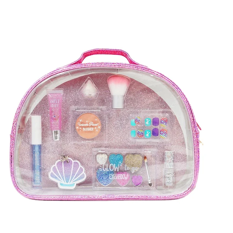 Kids Cosmetic Beauty Set Diy Pink Makeup Holographic Set For Children ...