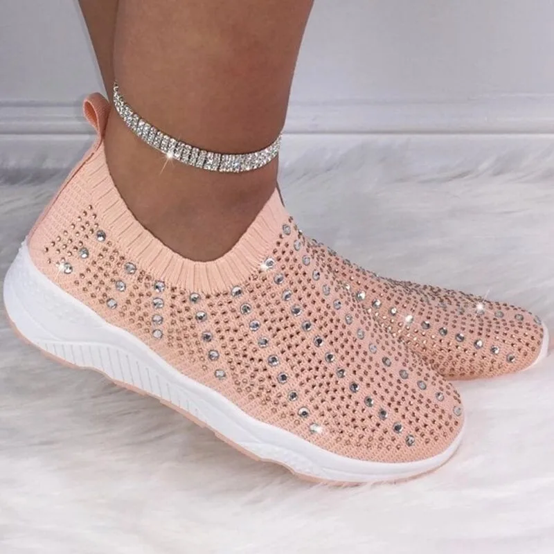 

Multicolor shiny blingbling rhinestone comfortable wearable sneakers women's shoes