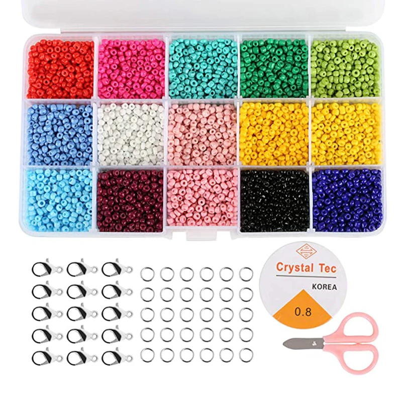 

Multicolor 3mm And 4mm Pony Glass Seed Beads Kit With Lobster Clasps Jump Ring For DIY Bracelets Crafts