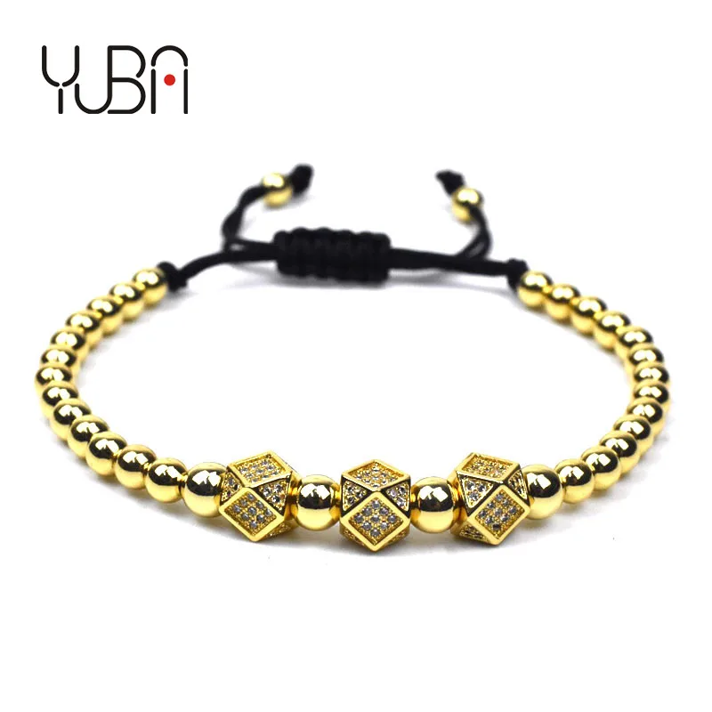 

Retro Micro-Inlaid Zircon Triangle Hammer Polygon Couple Adjustable Woven Bracelet