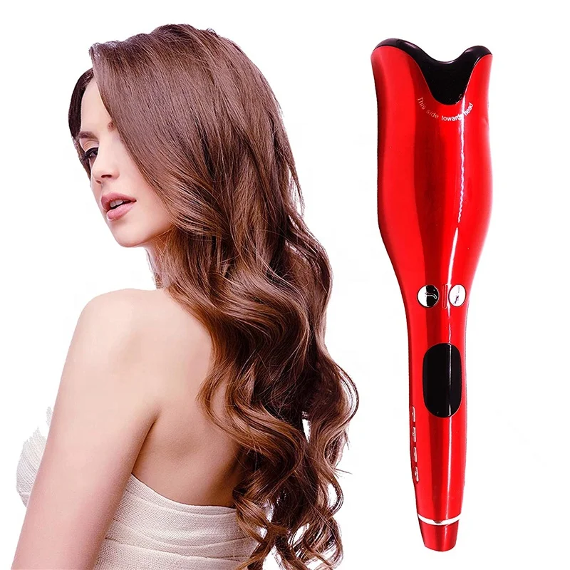 

LCD Pro Salon Automatic Hair Curling Ceramic Roller Wave Machine Styler Rotating Hair Curler, Red black blue