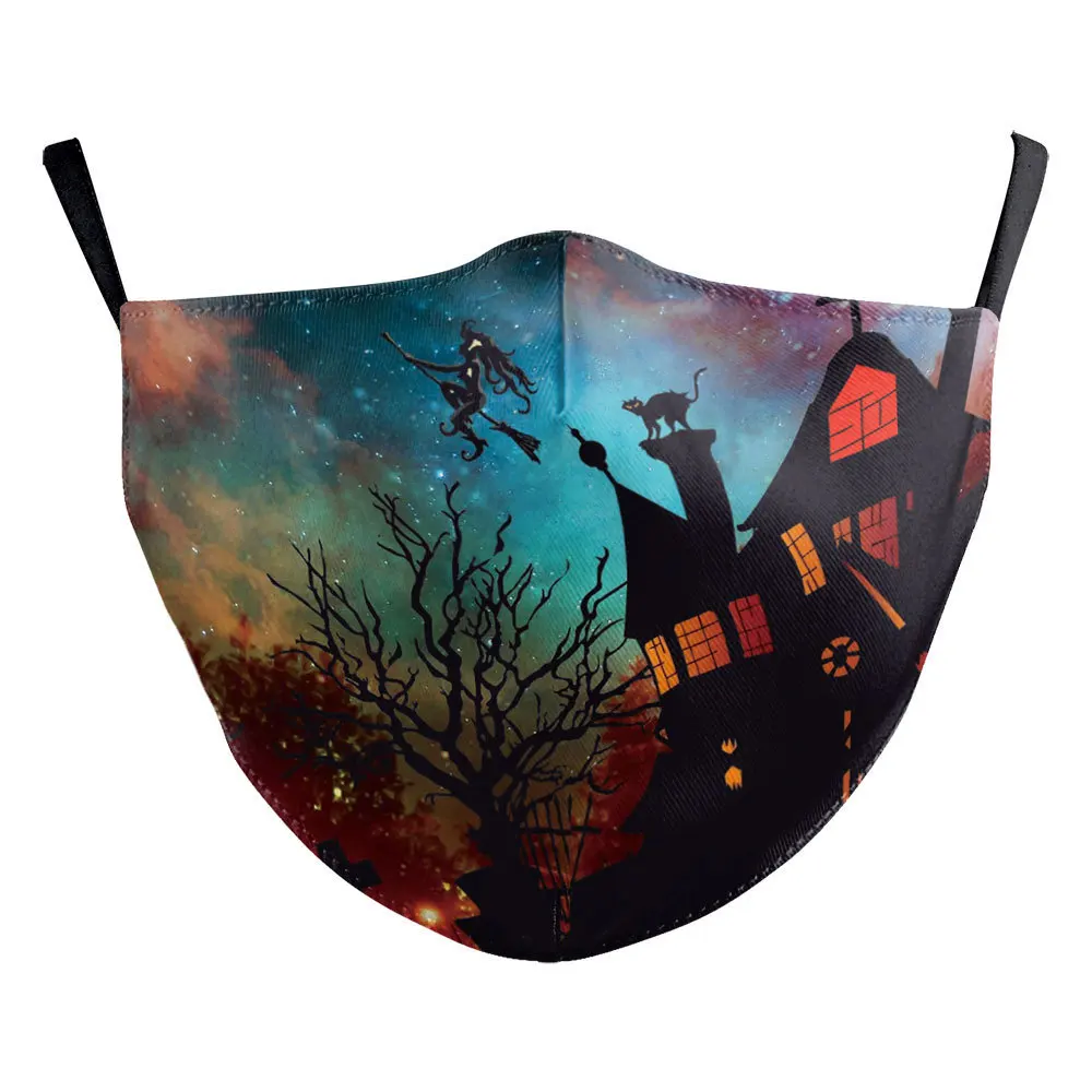 

Hot selling cartoon 3D digital printing adjustable ear band face mask Halloween face mask, Black or colorful