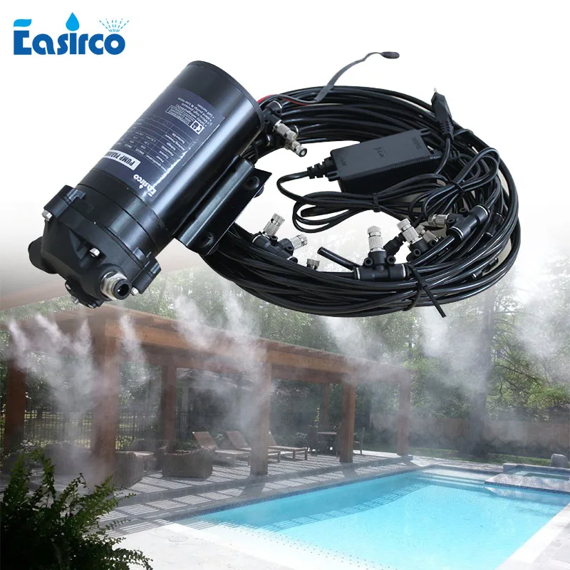 

Mist cooling system 20pcs nozzles Sprinkler mist maker with silent pump pation misting system